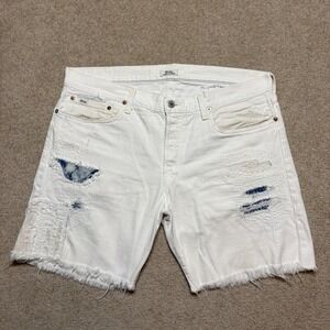 Polo Ralph Lauren Denim Shorts Mens 36 Sullivan Slim Fit Distressed Cutoff White